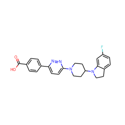 O=C(O)c1ccc(-c2ccc(N3CCC(N4CCc5ccc(F)cc54)CC3)nn2)cc1 ZINC000103241846