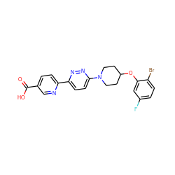 O=C(O)c1ccc(-c2ccc(N3CCC(Oc4cc(F)ccc4Br)CC3)nn2)nc1 ZINC000082154375