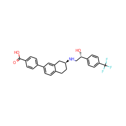 O=C(O)c1ccc(-c2ccc3c(c2)C[C@@H](NC[C@H](O)c2ccc(C(F)(F)F)cc2)CC3)cc1 ZINC000040860179