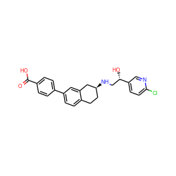 O=C(O)c1ccc(-c2ccc3c(c2)C[C@@H](NC[C@H](O)c2ccc(Cl)nc2)CC3)cc1 ZINC000040391492