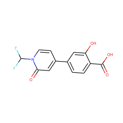 O=C(O)c1ccc(-c2ccn(C(F)F)c(=O)c2)cc1O ZINC000045284595