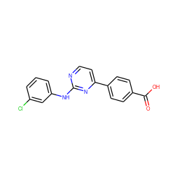 O=C(O)c1ccc(-c2ccnc(Nc3cccc(Cl)c3)n2)cc1 ZINC000029126391