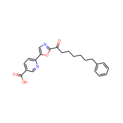 O=C(O)c1ccc(-c2cnc(C(=O)CCCCCCc3ccccc3)o2)nc1 ZINC000034803740