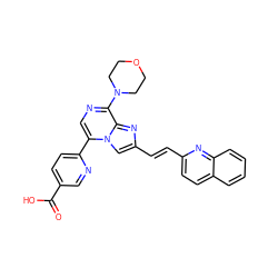 O=C(O)c1ccc(-c2cnc(N3CCOCC3)c3nc(/C=C/c4ccc5ccccc5n4)cn23)nc1 ZINC001772575959