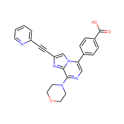 O=C(O)c1ccc(-c2cnc(N3CCOCC3)c3nc(C#Cc4ccccn4)cn23)cc1 ZINC001772609823