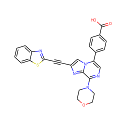 O=C(O)c1ccc(-c2cnc(N3CCOCC3)c3nc(C#Cc4nc5ccccc5s4)cn23)cc1 ZINC000222038332