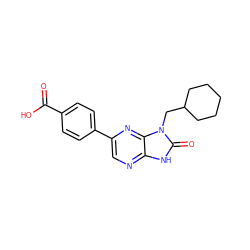 O=C(O)c1ccc(-c2cnc3[nH]c(=O)n(CC4CCCCC4)c3n2)cc1 ZINC000082155000