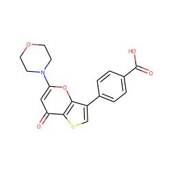 O=C(O)c1ccc(-c2csc3c(=O)cc(N4CCOCC4)oc23)cc1 ZINC000169295254