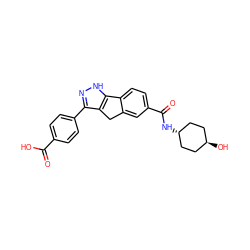 O=C(O)c1ccc(-c2n[nH]c3c2Cc2cc(C(=O)N[C@H]4CC[C@H](O)CC4)ccc2-3)cc1 ZINC000253659142