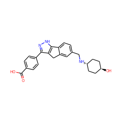 O=C(O)c1ccc(-c2n[nH]c3c2Cc2cc(CN[C@H]4CC[C@H](O)CC4)ccc2-3)cc1 ZINC000253660906