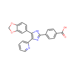 O=C(O)c1ccc(-c2nc(-c3ccccn3)c(-c3ccc4c(c3)OCO4)[nH]2)cc1 ZINC000013472532