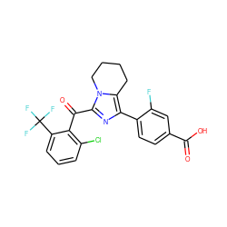 O=C(O)c1ccc(-c2nc(C(=O)c3c(Cl)cccc3C(F)(F)F)n3c2CCCC3)c(F)c1 ZINC000473081276