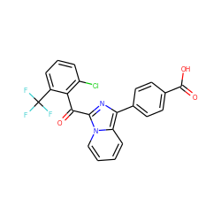 O=C(O)c1ccc(-c2nc(C(=O)c3c(Cl)cccc3C(F)(F)F)n3ccccc23)cc1 ZINC000473105301