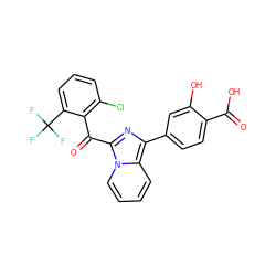 O=C(O)c1ccc(-c2nc(C(=O)c3c(Cl)cccc3C(F)(F)F)n3ccccc23)cc1O ZINC000230507838