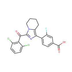 O=C(O)c1ccc(-c2nc(C(=O)c3c(Cl)cccc3Cl)n3c2CCCC3)c(F)c1 ZINC000473085947