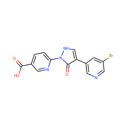 O=C(O)c1ccc(-n2[nH]cc(-c3cncc(Br)c3)c2=O)nc1 ZINC000043195431