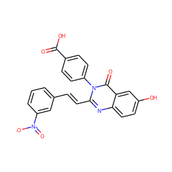 O=C(O)c1ccc(-n2c(/C=C/c3cccc([N+](=O)[O-])c3)nc3ccc(O)cc3c2=O)cc1 ZINC000058592725