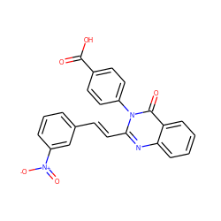 O=C(O)c1ccc(-n2c(/C=C/c3cccc([N+](=O)[O-])c3)nc3ccccc3c2=O)cc1 ZINC000004812177