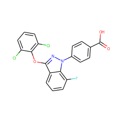 O=C(O)c1ccc(-n2nc(Oc3c(Cl)cccc3Cl)c3cccc(F)c32)cc1 ZINC001772582850