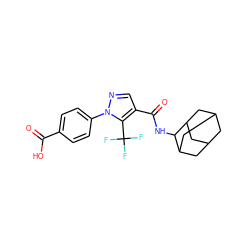 O=C(O)c1ccc(-n2ncc(C(=O)NC3C4CC5CC(C4)CC3C5)c2C(F)(F)F)cc1 ZINC000095576430