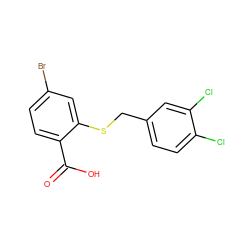 O=C(O)c1ccc(Br)cc1SCc1ccc(Cl)c(Cl)c1 ZINC000073139323