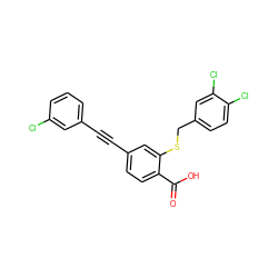 O=C(O)c1ccc(C#Cc2cccc(Cl)c2)cc1SCc1ccc(Cl)c(Cl)c1 ZINC000073138536