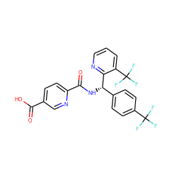 O=C(O)c1ccc(C(=O)N[C@@H](c2ccc(C(F)(F)F)cc2)c2ncccc2C(F)(F)F)nc1 ZINC000215535583