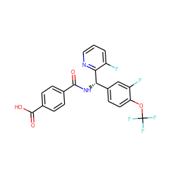 O=C(O)c1ccc(C(=O)N[C@@H](c2ccc(OC(F)(F)F)c(F)c2)c2ncccc2F)cc1 ZINC000205237043