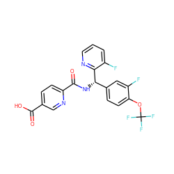 O=C(O)c1ccc(C(=O)N[C@@H](c2ccc(OC(F)(F)F)c(F)c2)c2ncccc2F)nc1 ZINC000205234330