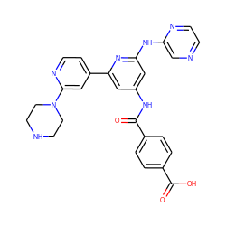 O=C(O)c1ccc(C(=O)Nc2cc(Nc3cnccn3)nc(-c3ccnc(N4CCNCC4)c3)c2)cc1 ZINC000084728197