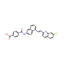 O=C(O)c1ccc(C(=O)Nc2ccc3c(/C=C/c4ccc5ccc(Cl)cc5n4)cccc3c2)cc1 ZINC000013560094