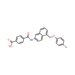 O=C(O)c1ccc(C(=O)Nc2ccc3c(COc4ccc(Br)cc4)cccc3c2)cc1 ZINC000013560099