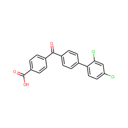 O=C(O)c1ccc(C(=O)c2ccc(-c3ccc(Cl)cc3Cl)cc2)cc1 ZINC000013740017