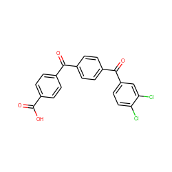 O=C(O)c1ccc(C(=O)c2ccc(C(=O)c3ccc(Cl)c(Cl)c3)cc2)cc1 ZINC000013740018