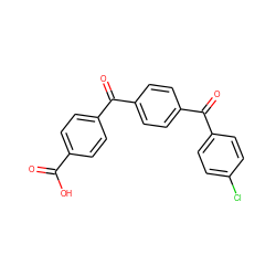 O=C(O)c1ccc(C(=O)c2ccc(C(=O)c3ccc(Cl)cc3)cc2)cc1 ZINC000013740012