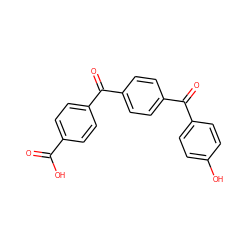 O=C(O)c1ccc(C(=O)c2ccc(C(=O)c3ccc(O)cc3)cc2)cc1 ZINC000013740011