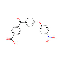 O=C(O)c1ccc(C(=O)c2ccc(Oc3ccc([N+](=O)[O-])cc3)cc2)cc1 ZINC000013740022