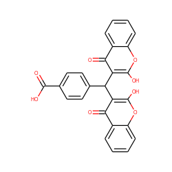 O=C(O)c1ccc(C(c2c(O)oc3ccccc3c2=O)c2c(O)oc3ccccc3c2=O)cc1 ZINC000026507316