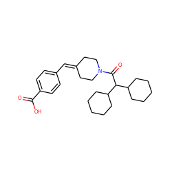 O=C(O)c1ccc(C=C2CCN(C(=O)C(C3CCCCC3)C3CCCCC3)CC2)cc1 ZINC000013475206