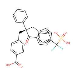 O=C(O)c1ccc(C[C@@](Cc2ccc(C(F)(F)P(=O)(O)O)cc2)(C(=O)c2ccccc2)c2ccccc2)cc1 ZINC000001547441