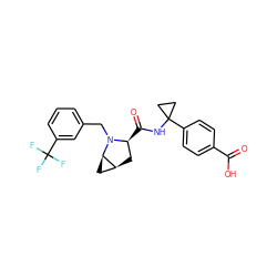 O=C(O)c1ccc(C2(NC(=O)[C@H]3C[C@H]4C[C@H]4N3Cc3cccc(C(F)(F)F)c3)CC2)cc1 ZINC000206266699