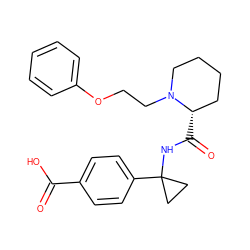 O=C(O)c1ccc(C2(NC(=O)[C@H]3CCCCN3CCOc3ccccc3)CC2)cc1 ZINC000224865309