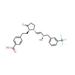 O=C(O)c1ccc(CC[C@H]2C(=O)CC[C@@H]2/C=C/[C@@H](O)Cc2cccc(C(F)(F)F)c2)cc1 ZINC001772652822