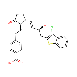 O=C(O)c1ccc(CC[C@H]2C(=O)CC[C@@H]2/C=C/[C@@H](O)Cc2sc3ccccc3c2Cl)cc1 ZINC001772621298