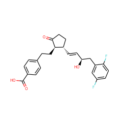 O=C(O)c1ccc(CC[C@H]2C(=O)CC[C@@H]2/C=C/[C@H](O)Cc2cc(F)ccc2F)cc1 ZINC001772585188