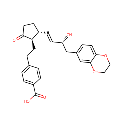 O=C(O)c1ccc(CC[C@H]2C(=O)CC[C@@H]2/C=C/[C@H](O)Cc2ccc3c(c2)OCCO3)cc1 ZINC001772644937