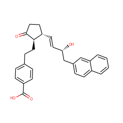 O=C(O)c1ccc(CC[C@H]2C(=O)CC[C@@H]2/C=C/[C@H](O)Cc2ccc3ccccc3c2)cc1 ZINC001772584977