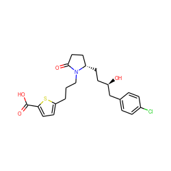 O=C(O)c1ccc(CCCN2C(=O)CC[C@@H]2CC[C@@H](O)Cc2ccc(Cl)cc2)s1 ZINC000036160179