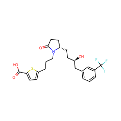 O=C(O)c1ccc(CCCN2C(=O)CC[C@@H]2CC[C@@H](O)Cc2cccc(C(F)(F)F)c2)s1 ZINC000003975359