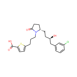 O=C(O)c1ccc(CCCN2C(=O)CC[C@@H]2CC[C@@H](O)Cc2cccc(Cl)c2)s1 ZINC000036160034